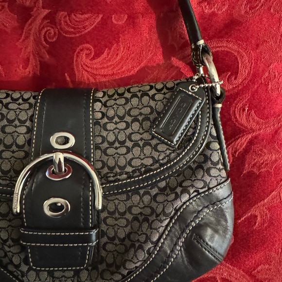 Vintage Coach F 10925 Brown Tan Signature Soho Satchel Buckle Flap Shoulder Bag - Picture 5 of 10